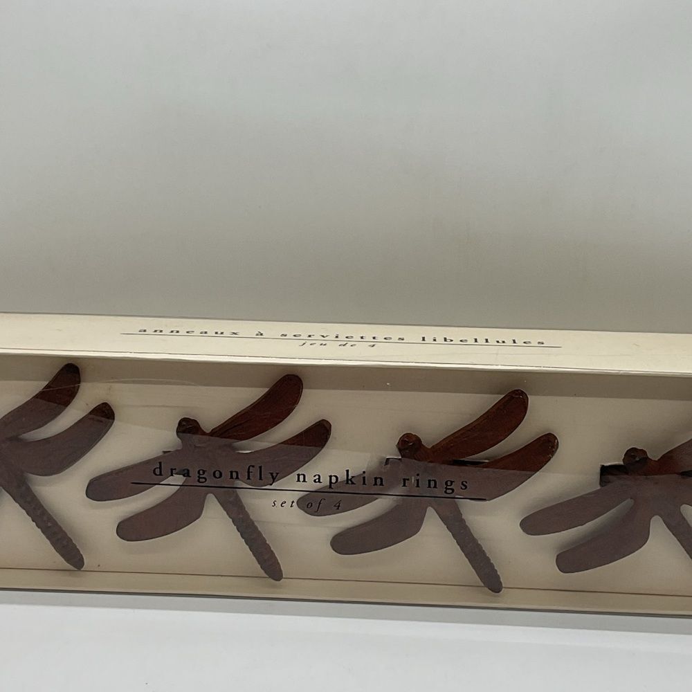 Pier 1 Brown Dragonfly Napkin Rings Set of 4